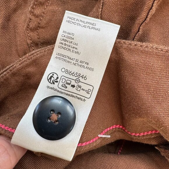 Anthropologie The Colette Linen Cropped Wide Leg Pants Maeve Brown 24 - Picture 9 of 11